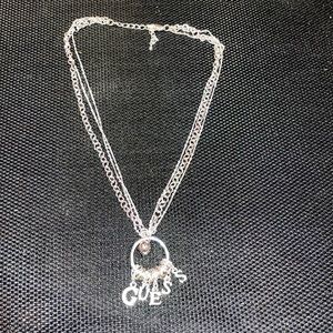 Guess Triple Chain Charm Necklace
